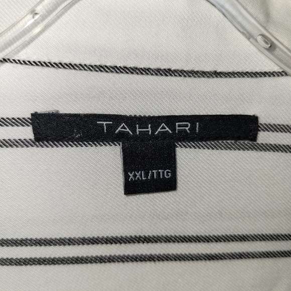 Tahari Button Up Dress Shirt White With Grey Piping XXL - Picture 8 of 11